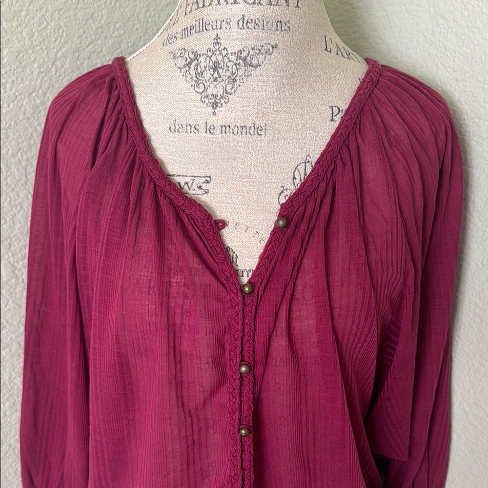 Lucky Brand Burgundy Blouse - Picture 2 of 5